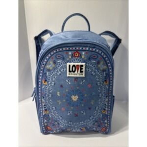 Brighton Mini Backpack Bandana Love Paisley Blue/Red Zip Top Handle Heart
